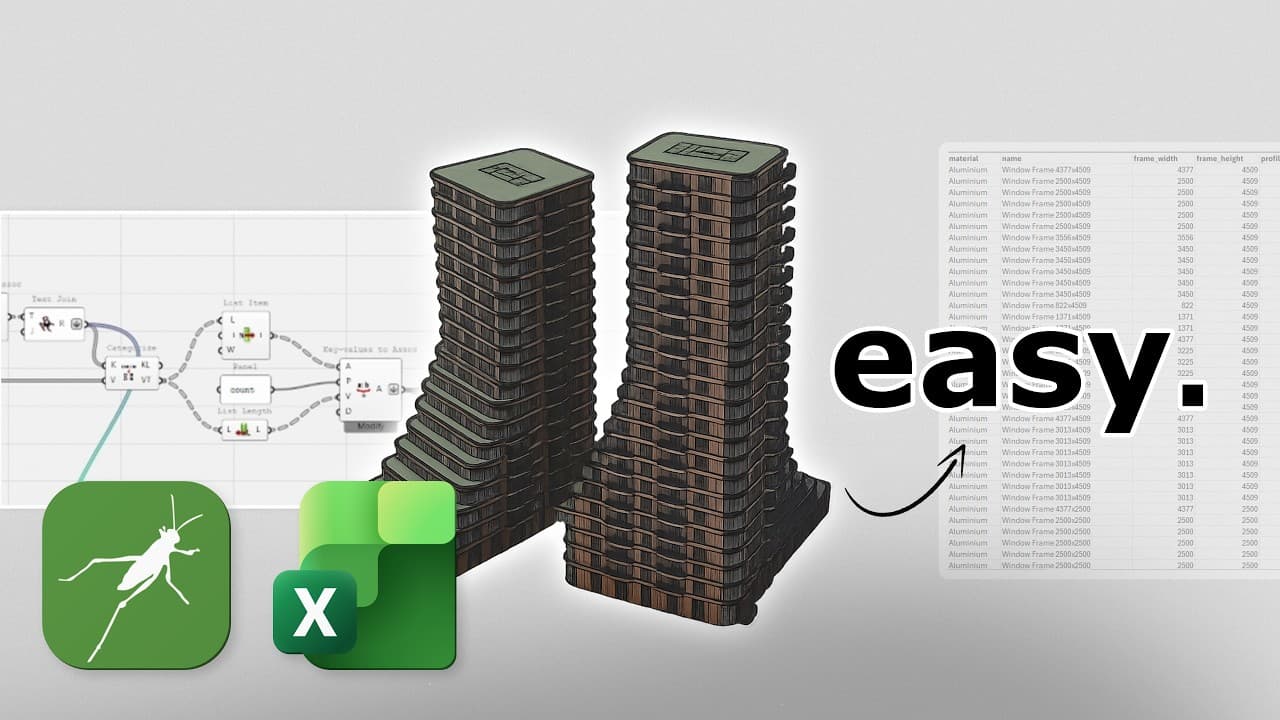 Export Grasshopper Data to Excel with Pancake — Grasshopper and computational design video thumbnail